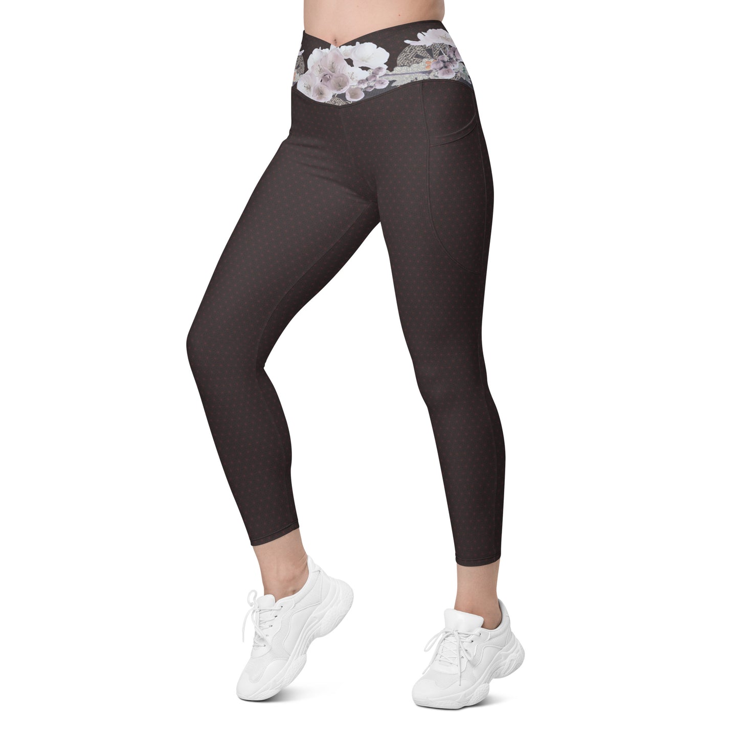 Matsukawa Asanoha Leggings cruzados de flor de cerezo con bolsillos