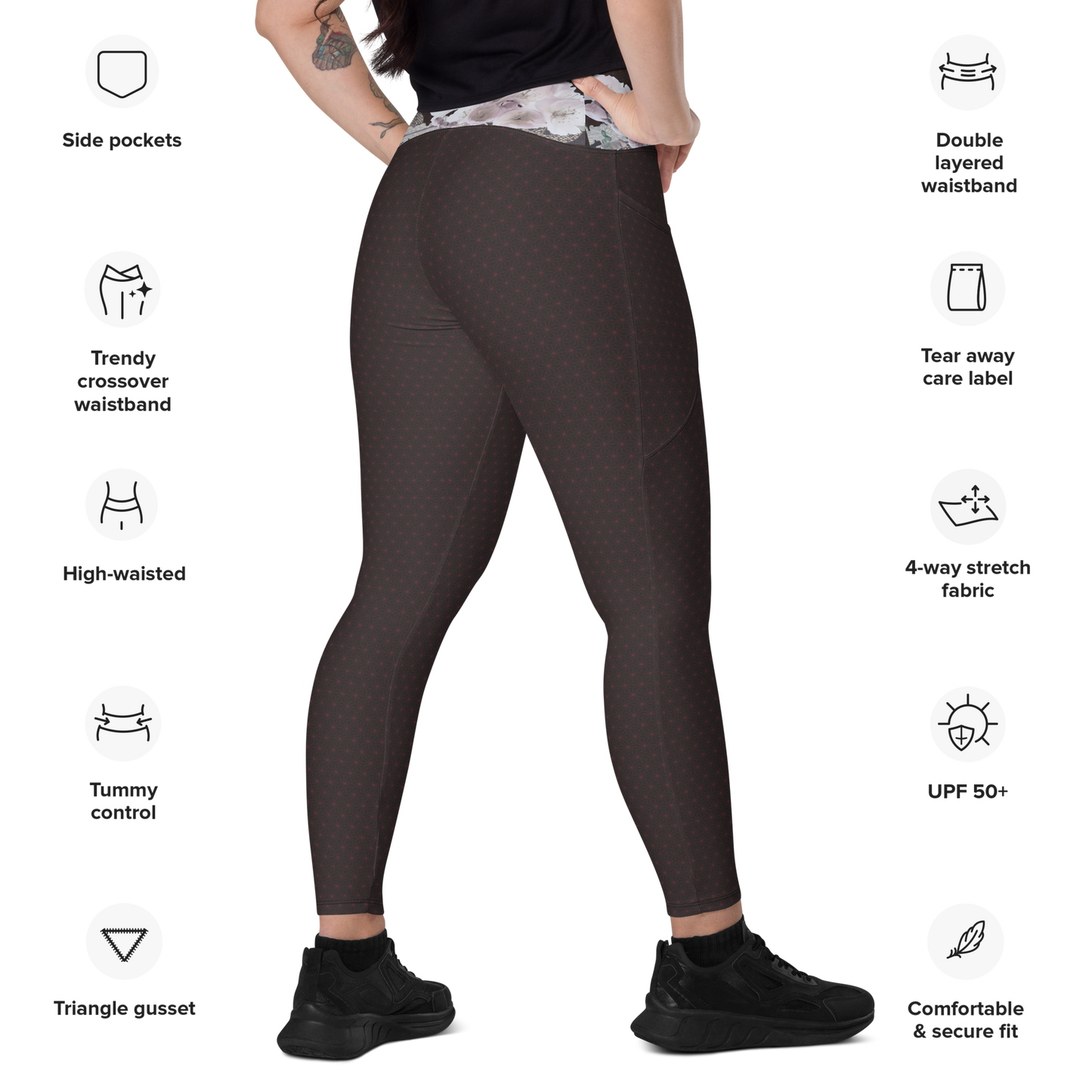Matsukawa Asanoha Cherry blossom Crossover leggins con bolsillos talla grande