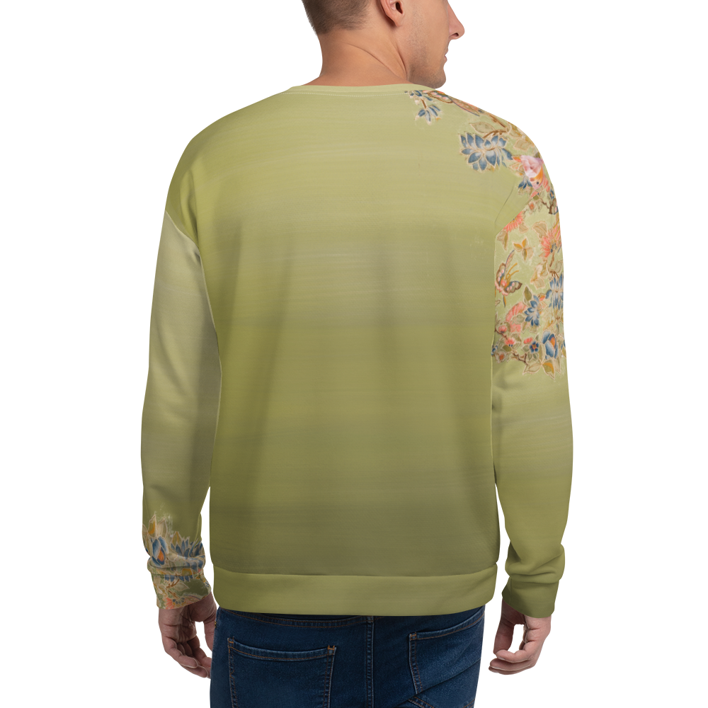 Felpa unisex verde fiori di ciliegio