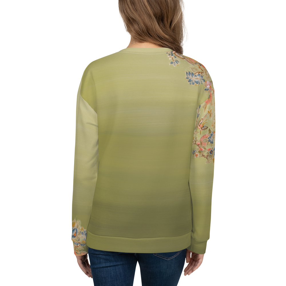 Felpa unisex verde fiori di ciliegio