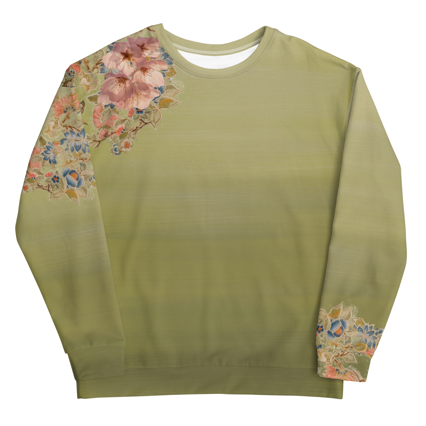 Felpa unisex verde fiori di ciliegio