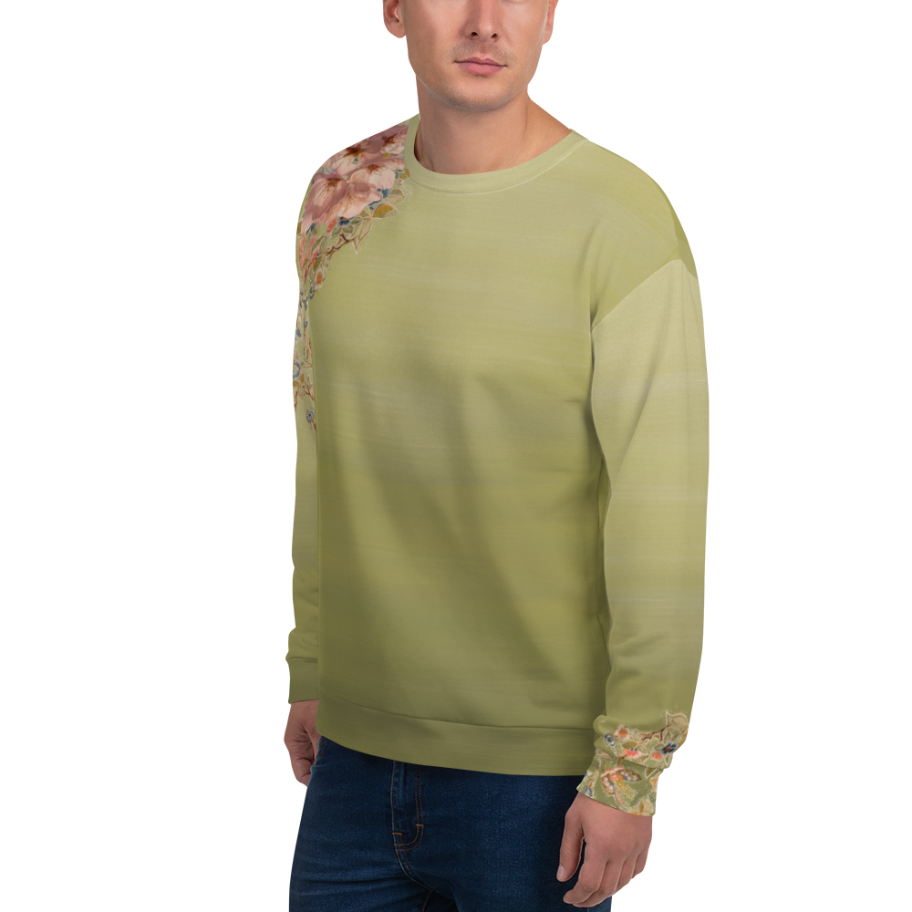 Felpa unisex verde fiori di ciliegio