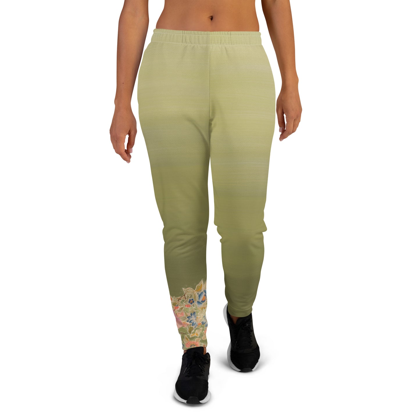 Joggers da donna verde fiori di ciliegio