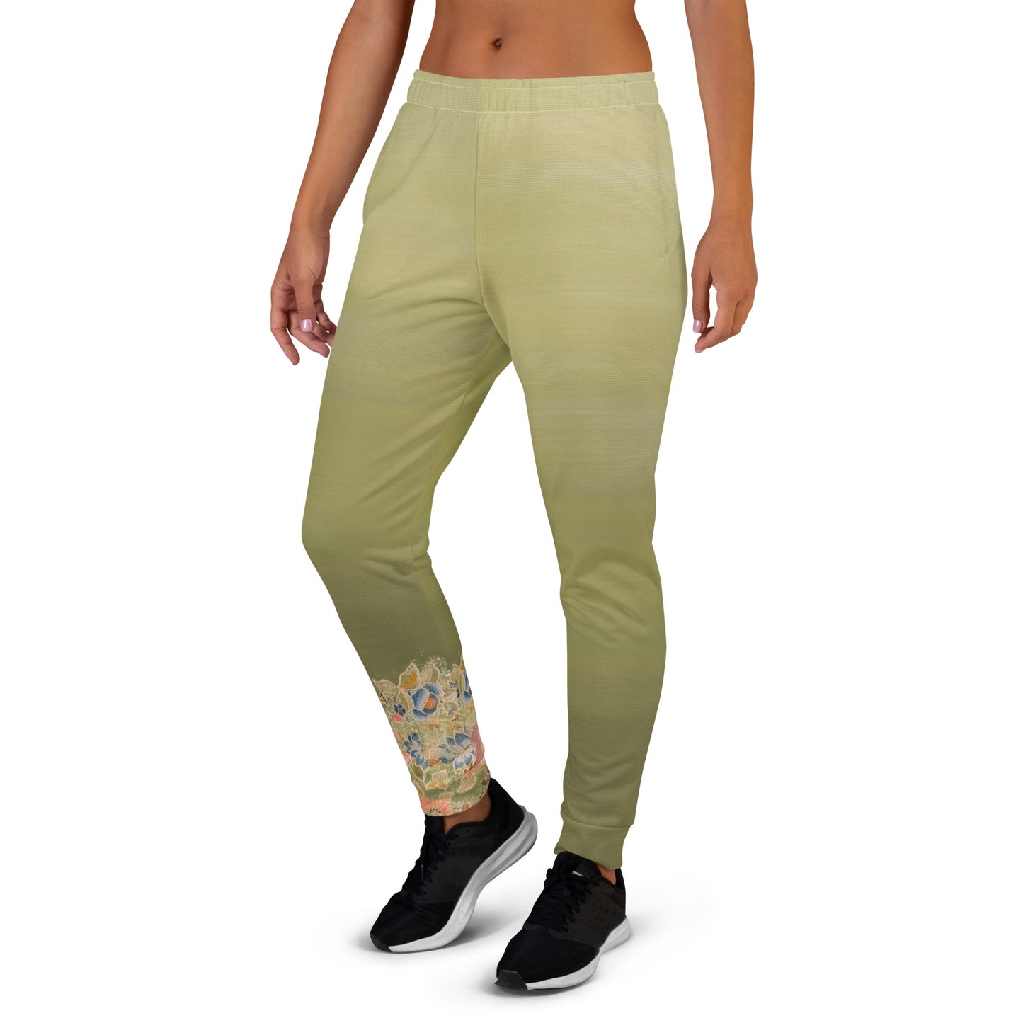 Joggers da donna verde fiori di ciliegio