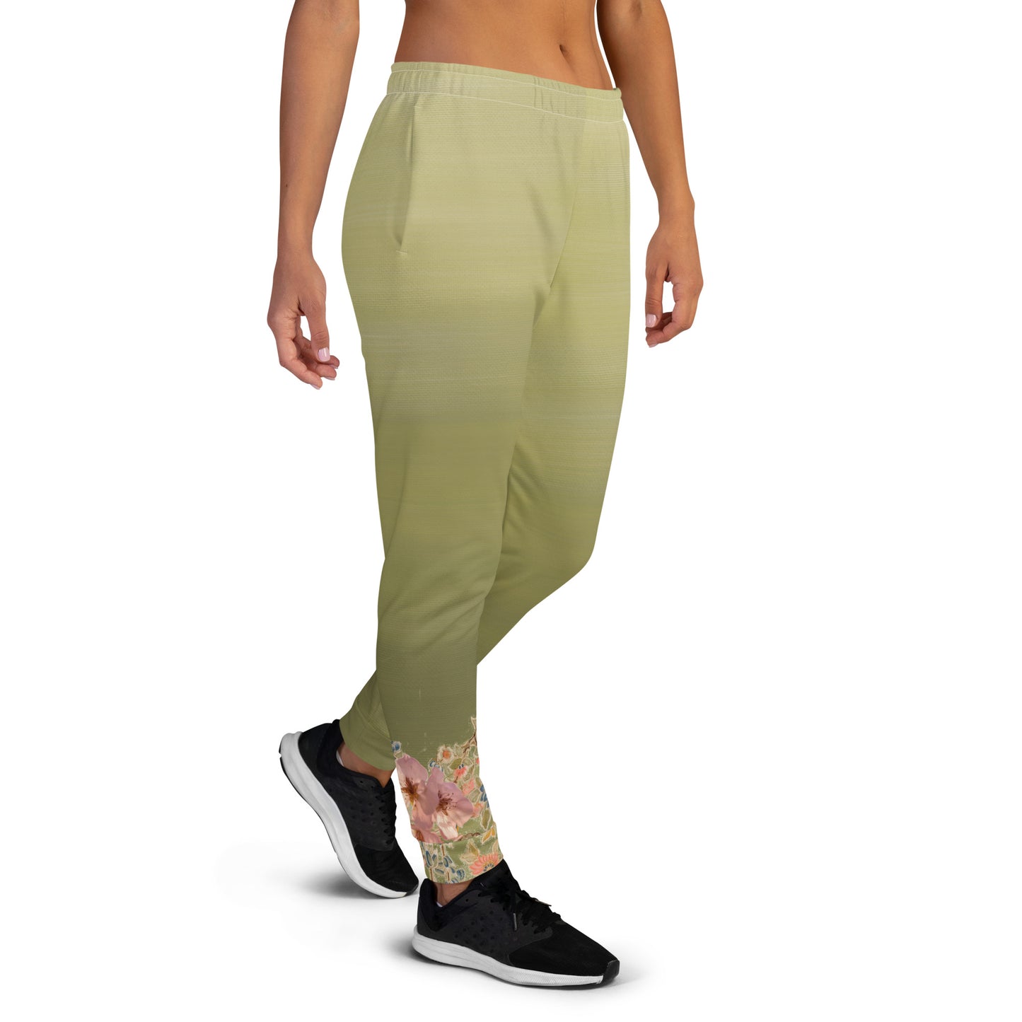 Joggers da donna verde fiori di ciliegio