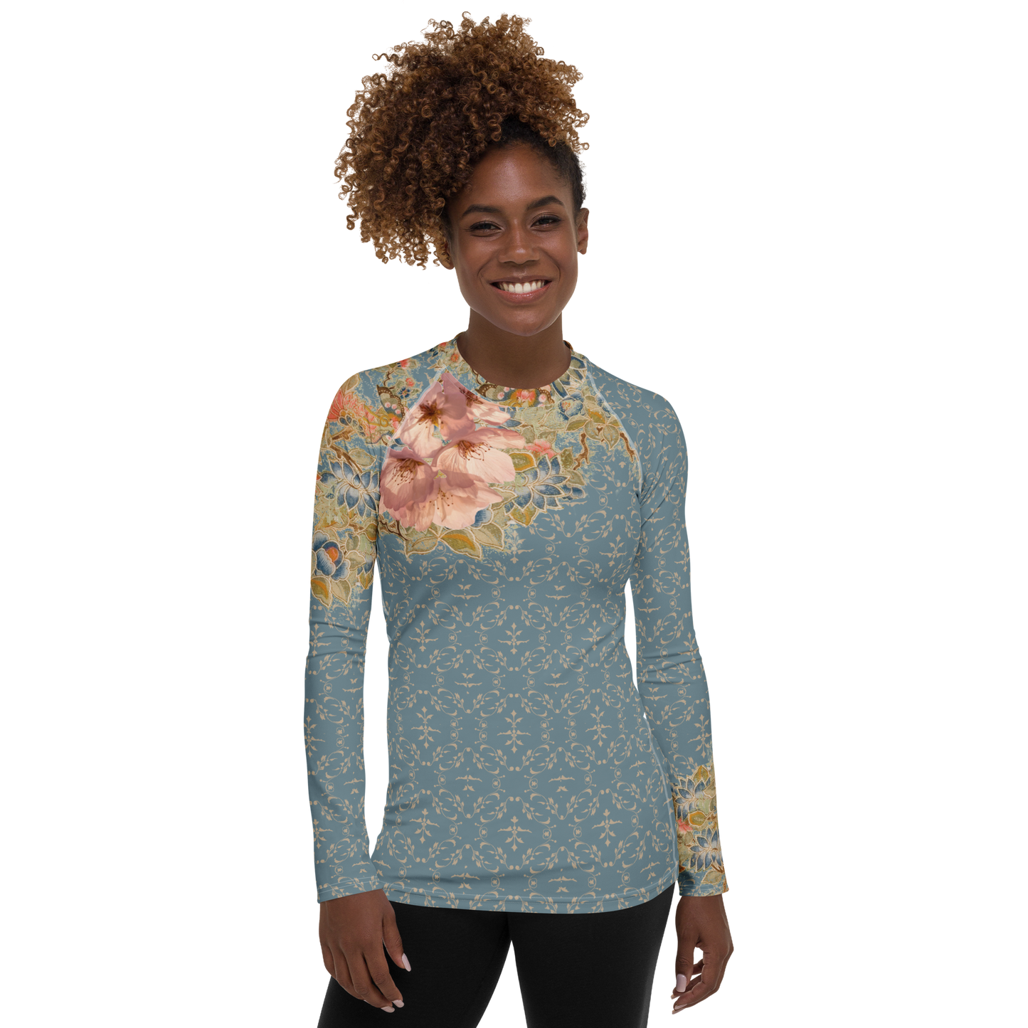 Lycra Femme Bleu Fleur de Cerisier