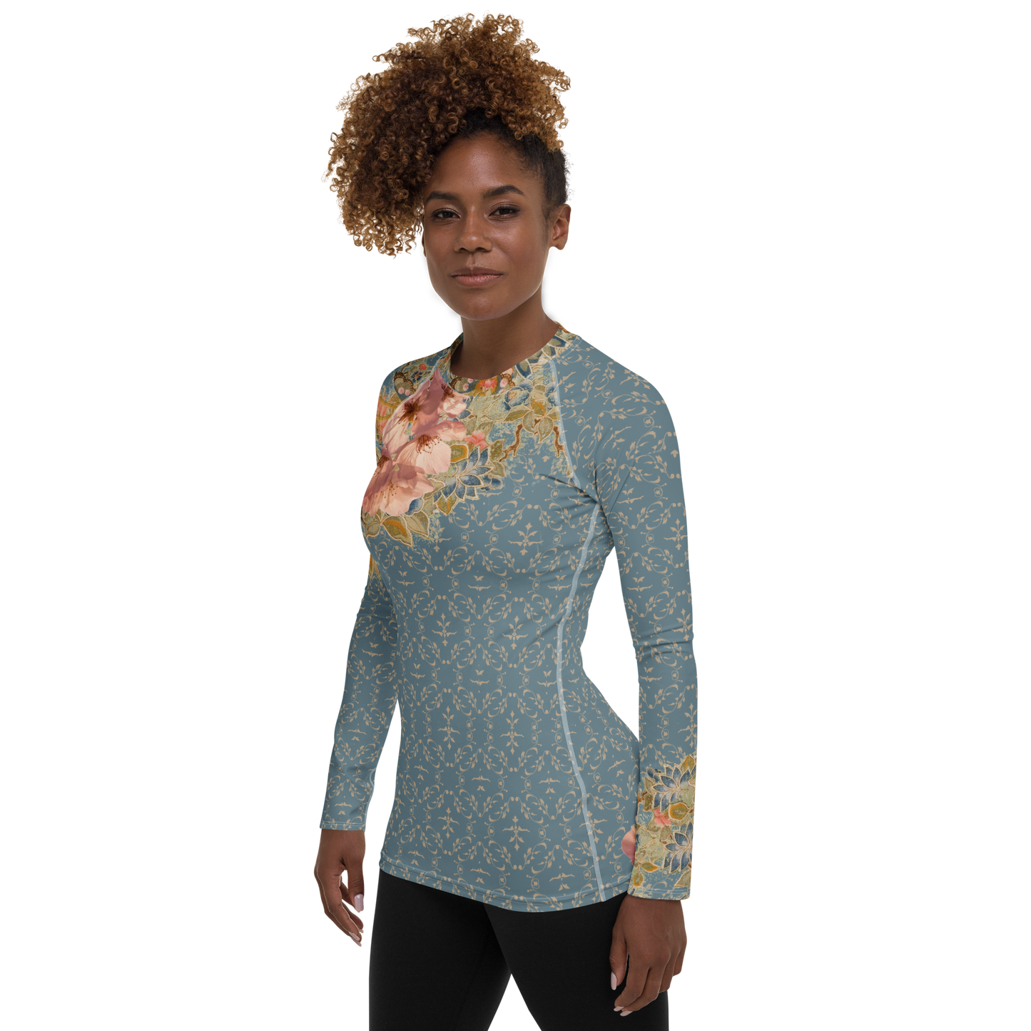 Lycra Femme Bleu Fleur de Cerisier