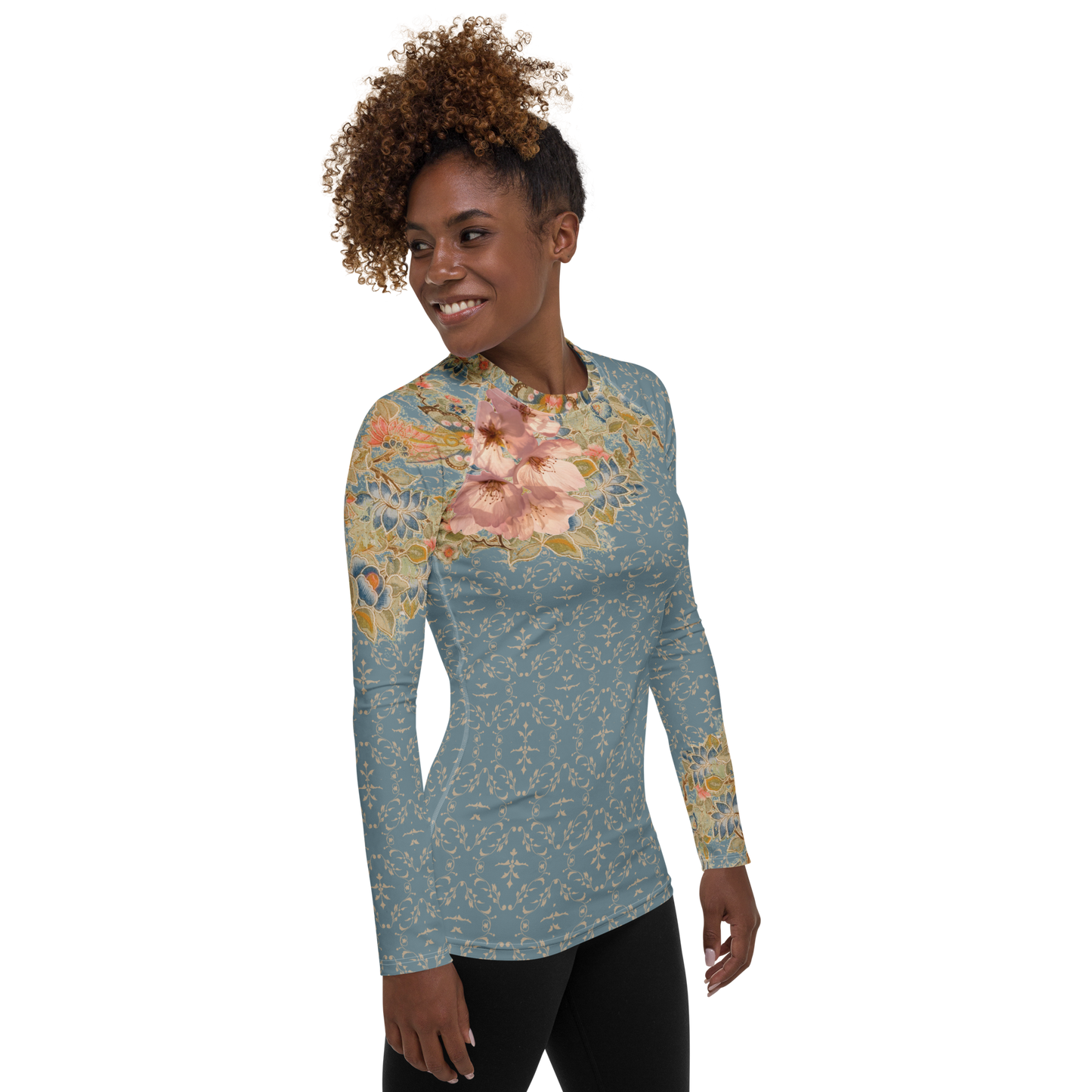 Lycra Femme Bleu Fleur de Cerisier