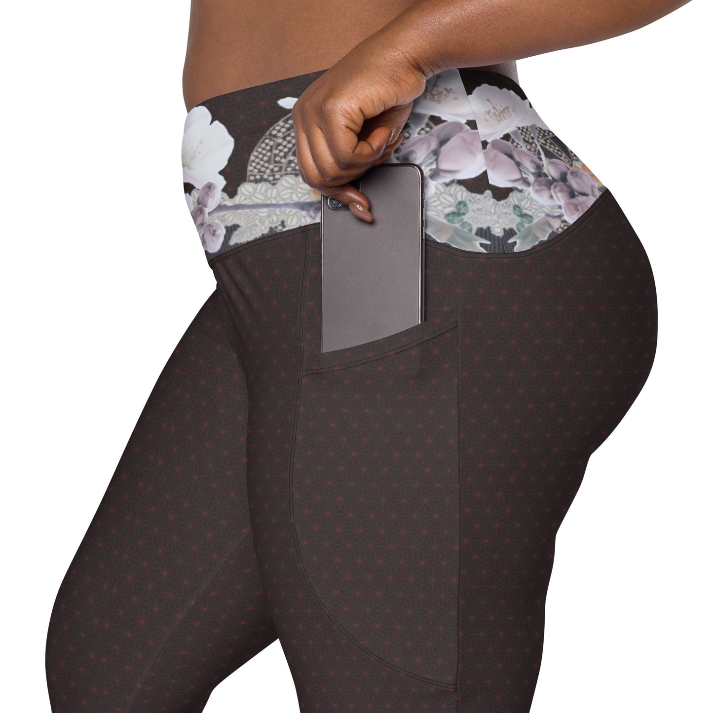 Matsukawa Asanoha Cherry blossom Legging croisé avec poches grande taille