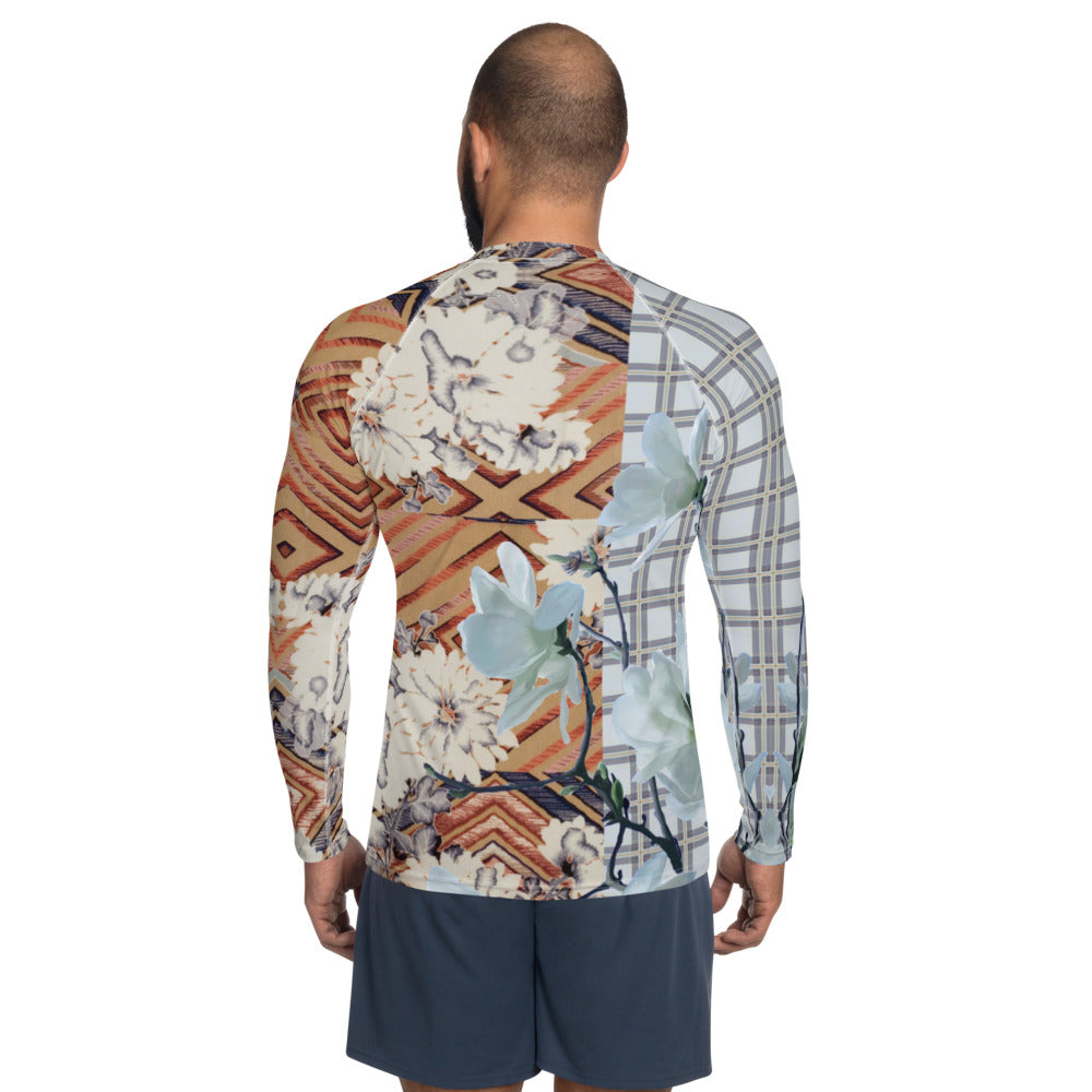 Japanese kimono Taisyou-kimono Magnolia UPF 50+ Raglan sleeves Long-sleeve  Men's  Rash Guard