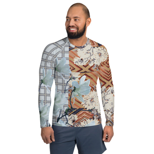 Japanese kimono Taisyou-kimono Magnolia UPF 50+ Raglan sleeves Long-sleeve  Men's  Rash Guard