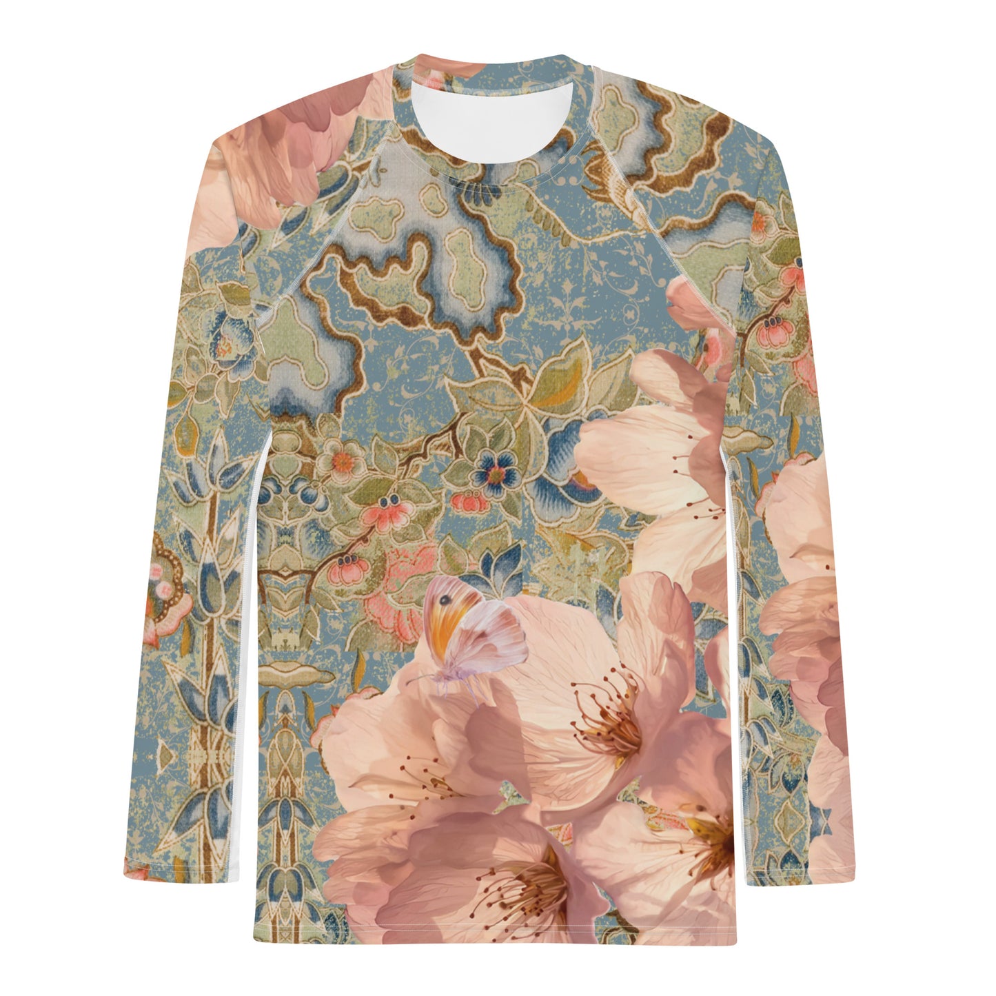 Japanese kimono Taisyou-kimono Cherry blossom UPF 50+ Raglan Sleeves Long-Sleeve Men's Rash Guard