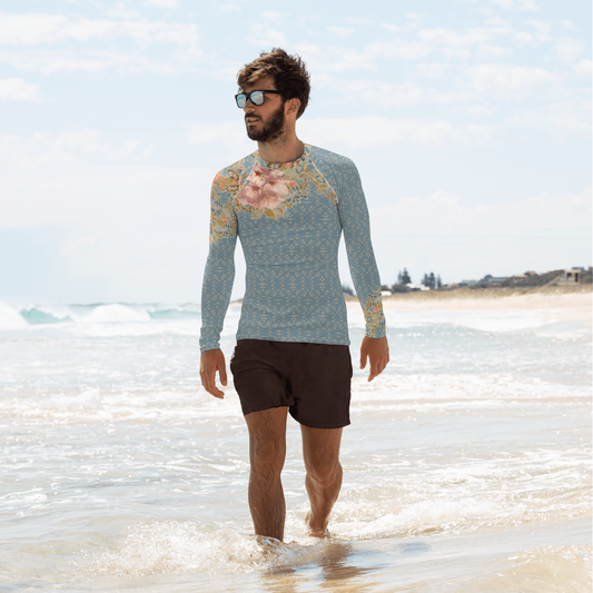 Rash Guard da uomo blu fiori di ciliegio