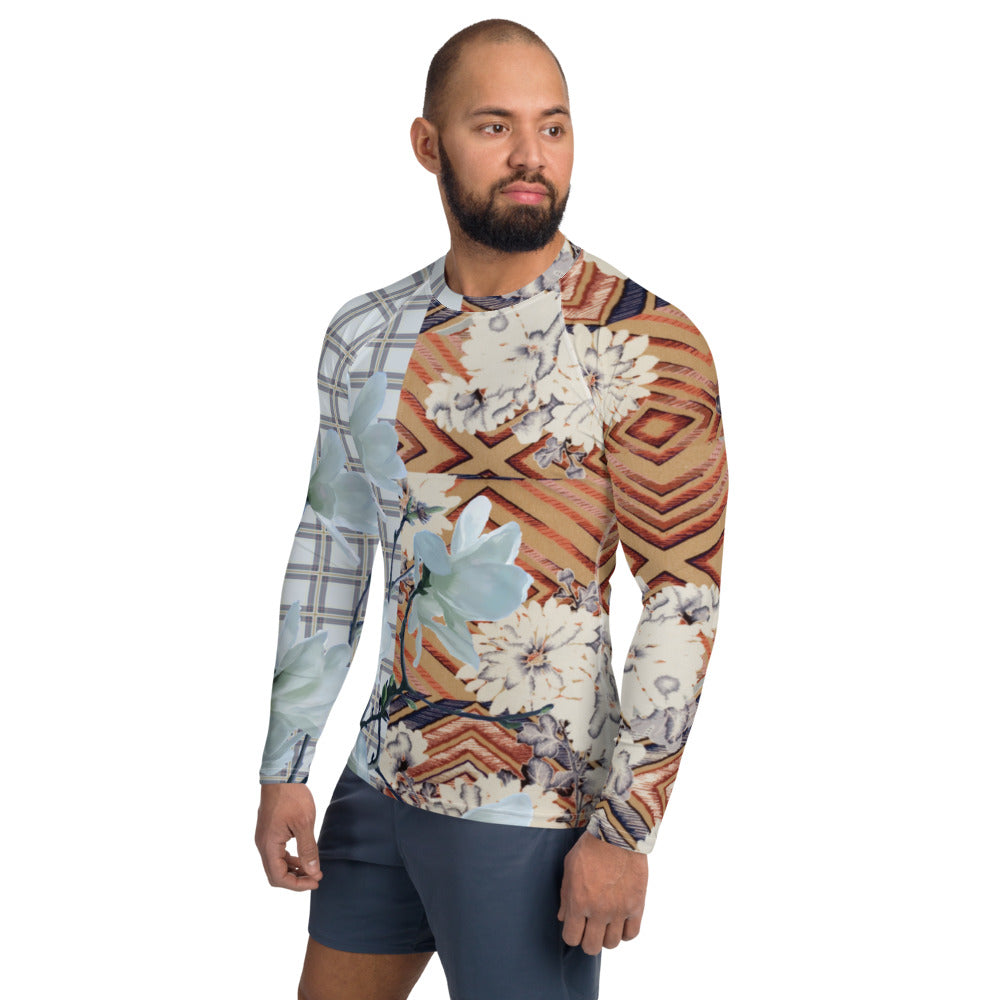 Japanese kimono Taisyou-kimono Magnolia UPF 50+ Raglan sleeves Long-sleeve  Men's  Rash Guard