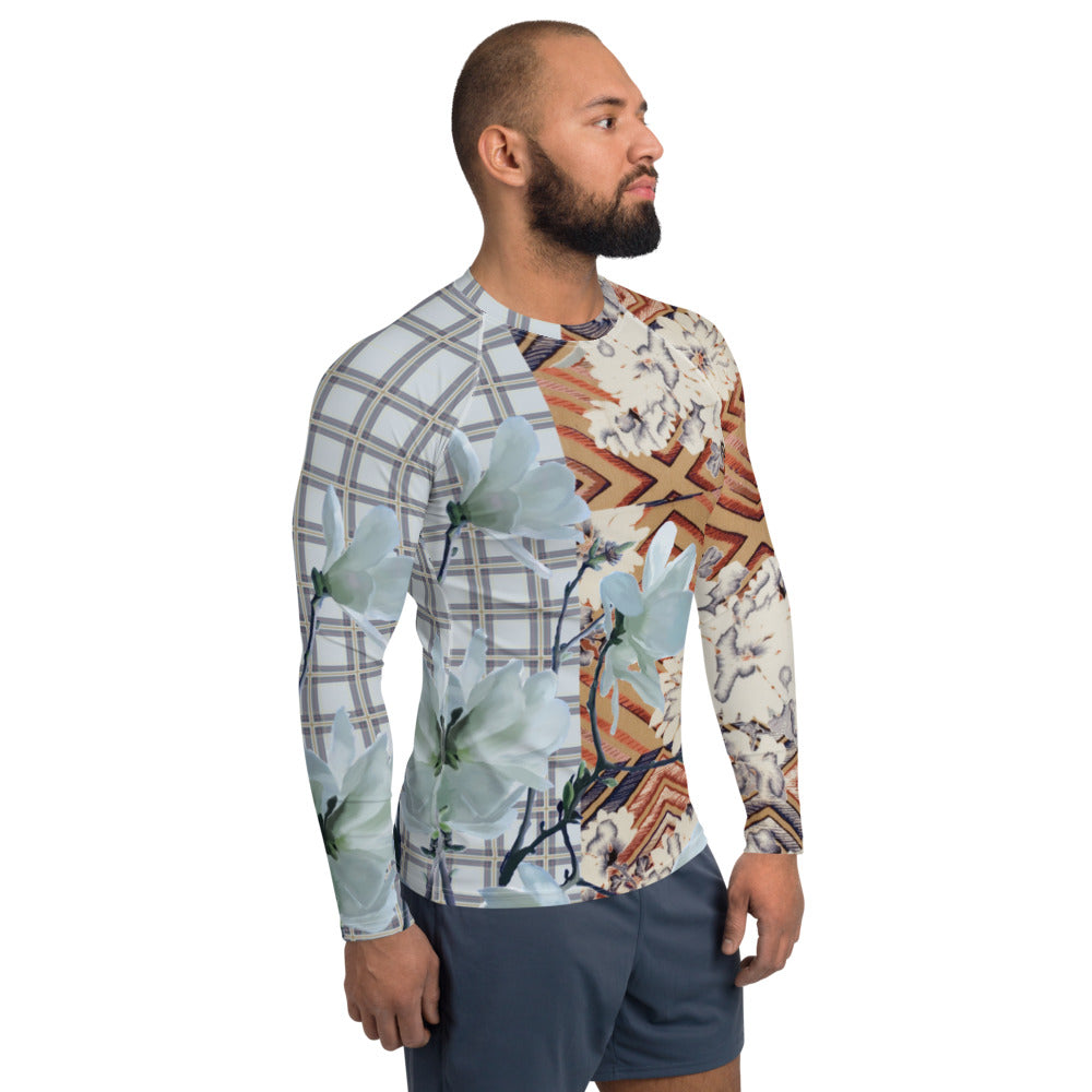 Japanese kimono Taisyou-kimono Magnolia UPF 50+ Raglan sleeves Long-sleeve  Men's  Rash Guard