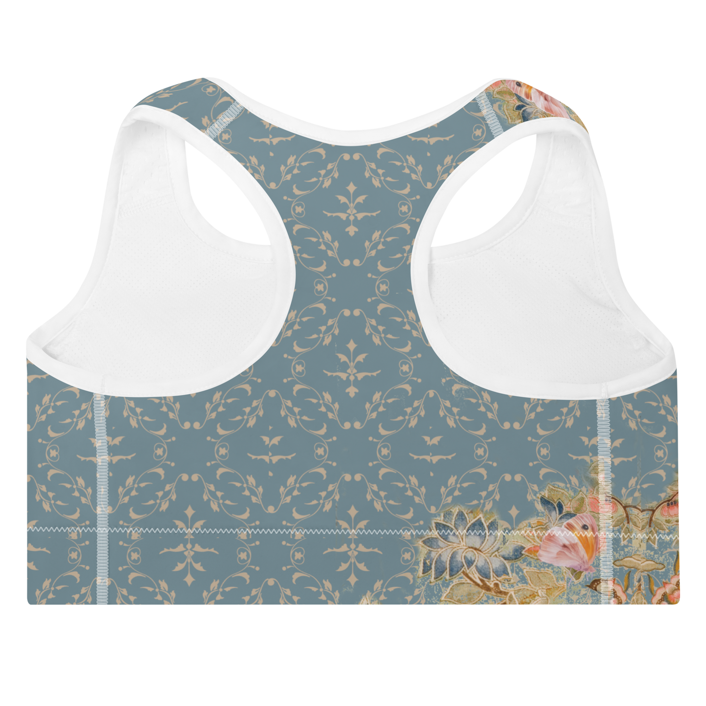 Cherry blossom Blue  Padded Sports Bra