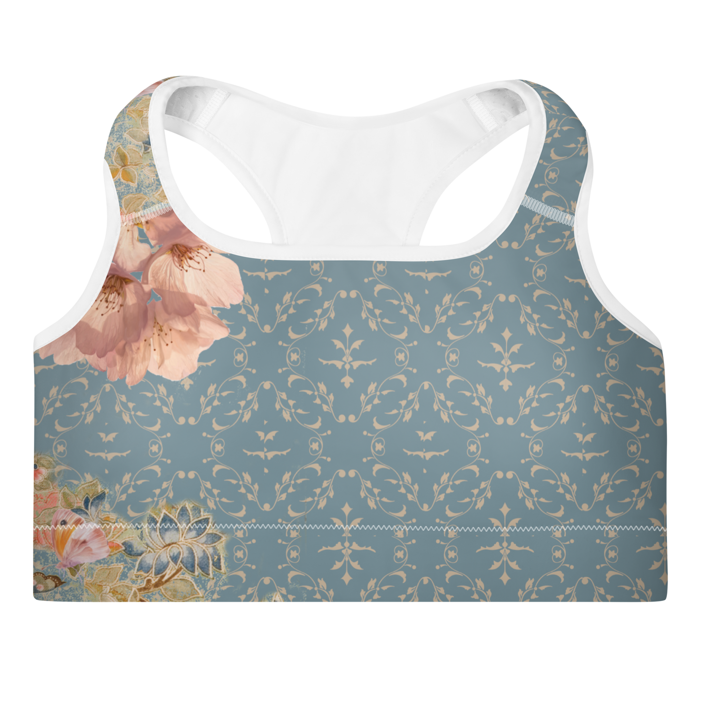 Cherry blossom Blue  Padded Sports Bra