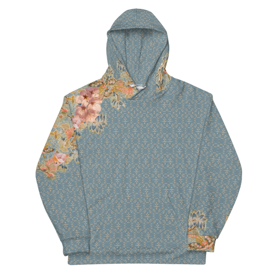 Sweat à capuche unisexe bleu fleur de cerisier