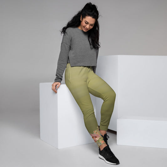 Joggers da donna verde fiori di ciliegio