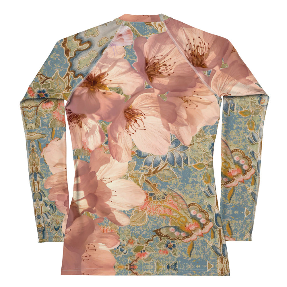 Japanese kimono Taisyou-kimono Cherry blossom UPF 50+ Raglan Sleeves Long-Sleeve Women's Rash Guard