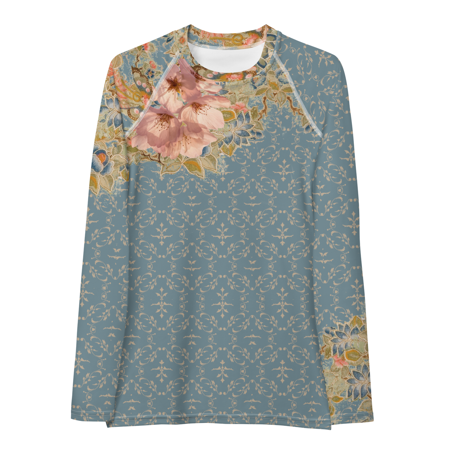 Rash Guard da donna blu fiori di ciliegio