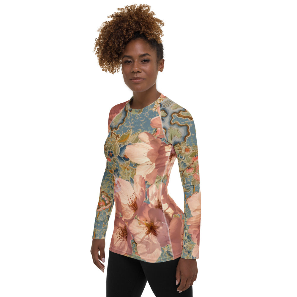 Japanese kimono Taisyou-kimono Cherry blossom UPF 50+ Raglan Sleeves Long-Sleeve Women's Rash Guard