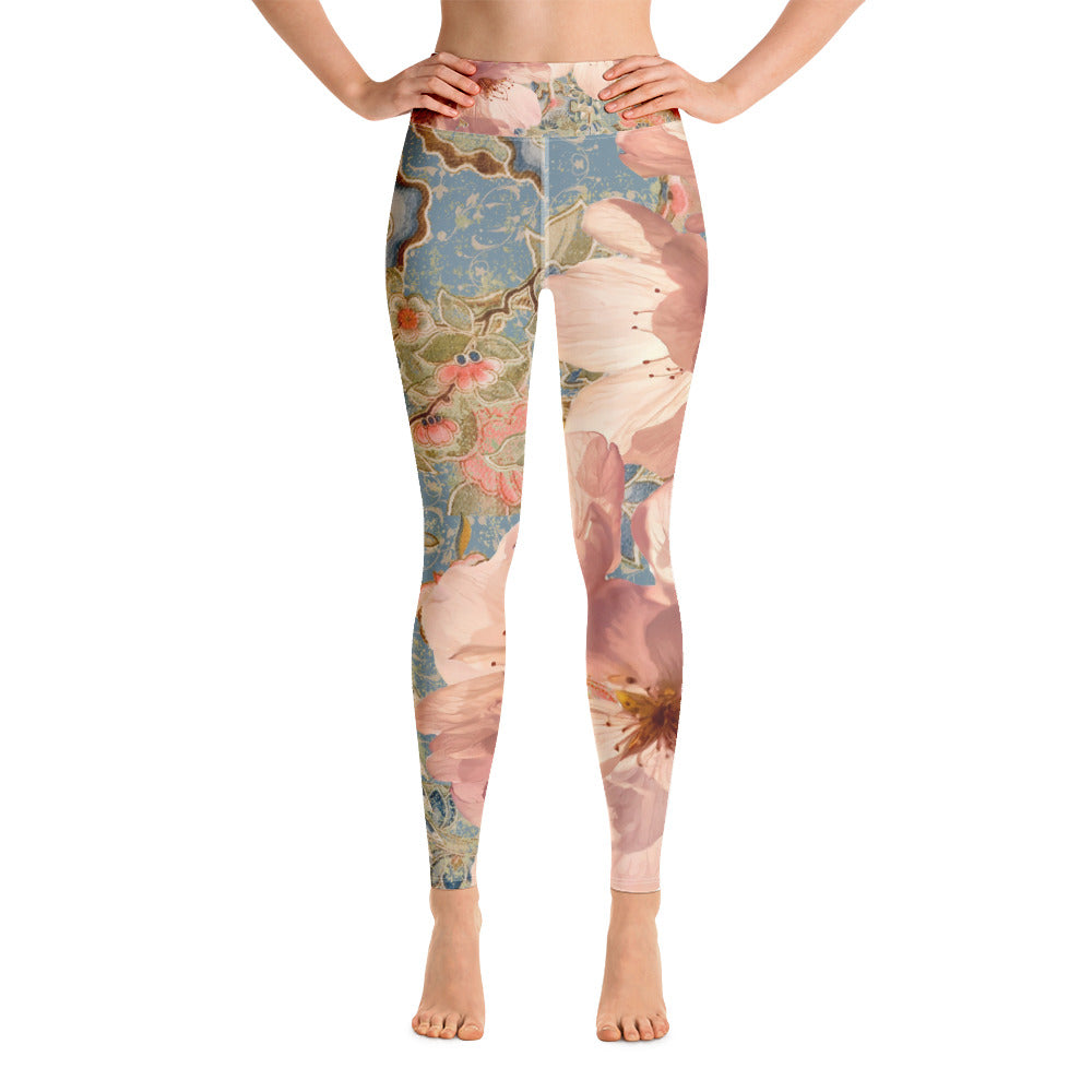 Japanese kimono Taisyou-kimono Cherry blossom Four-way stretch Exercise & Fitness Yoga Leggings