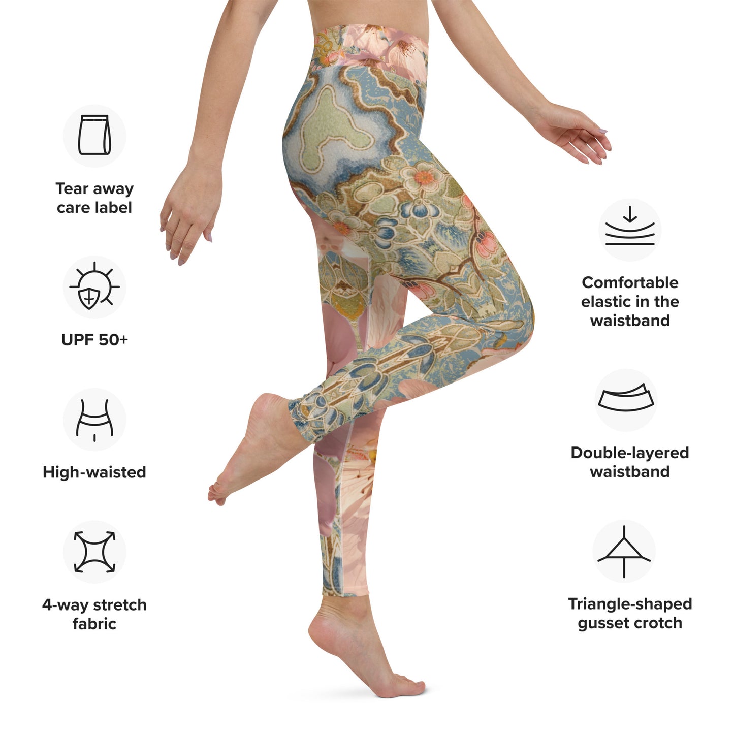 Japanese kimono Taisyou-kimono Cherry blossom Four-way stretch Exercise & Fitness Yoga Leggings