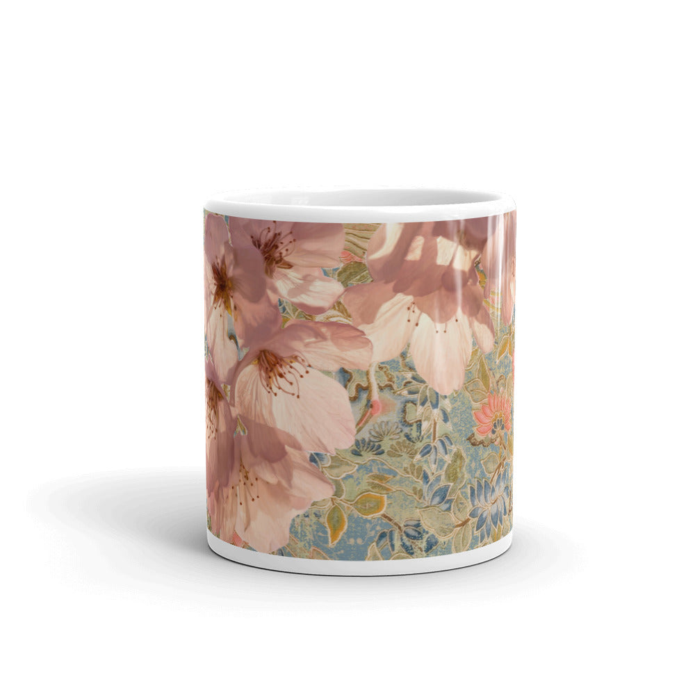 Cherry blossom White glossy mug