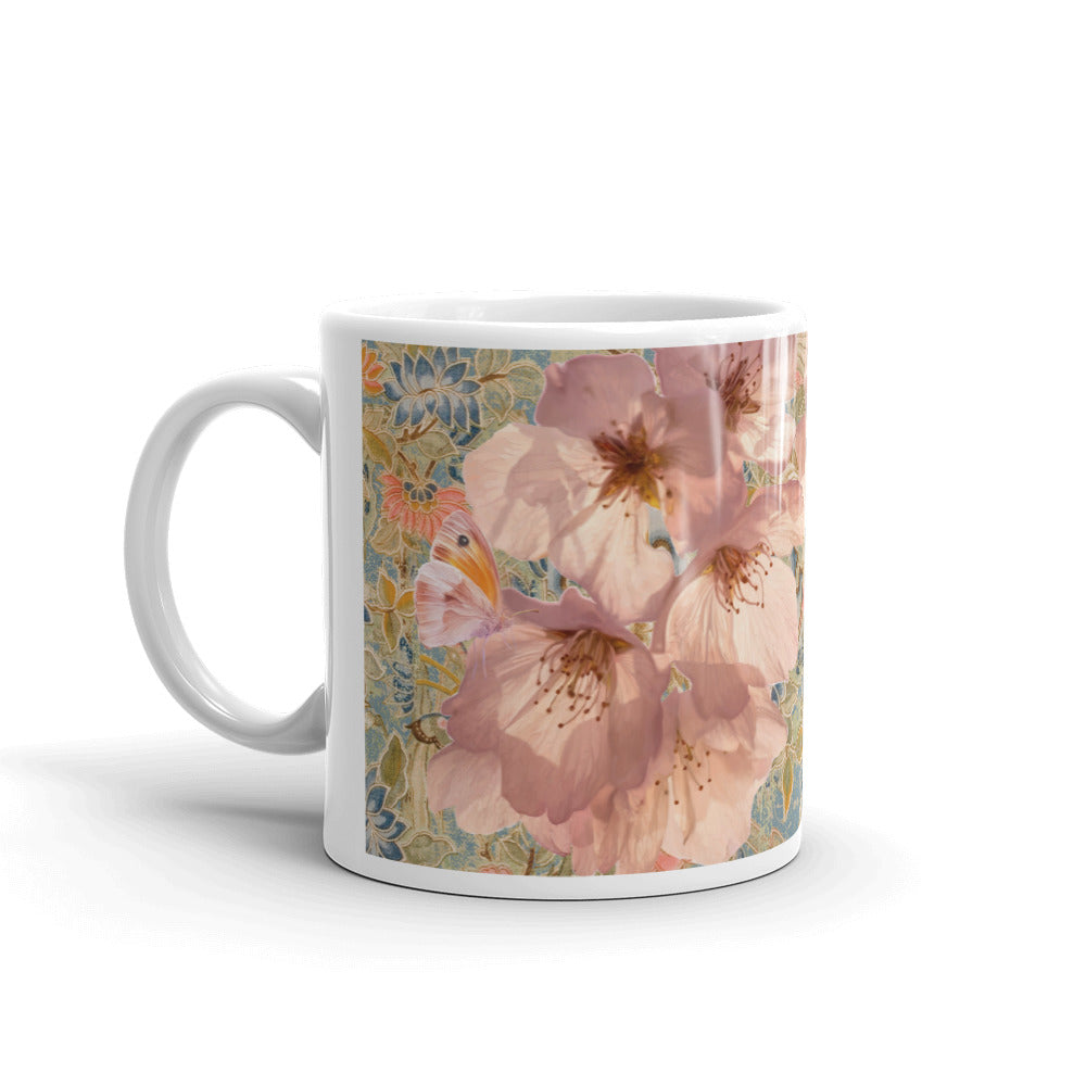 Cherry blossom White glossy mug